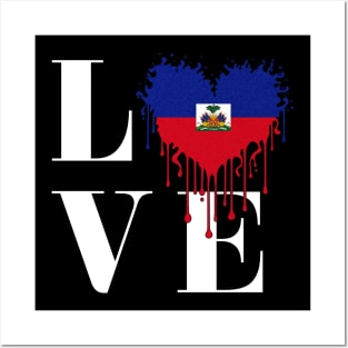 Haitian Love Dripping Flag Tee - Patriotic LOVE Design Posters and Art